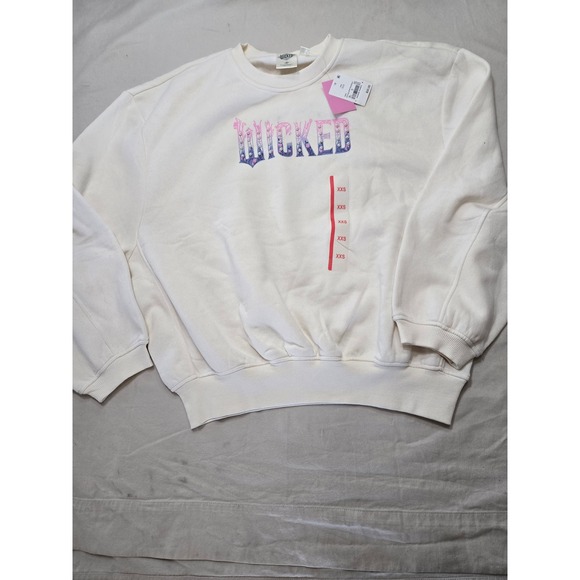 Wicked Tops - Wicked Movie Butterfly Pearl Graphic Sweatshirt Cream XXS 5UWT01OGLC NWT